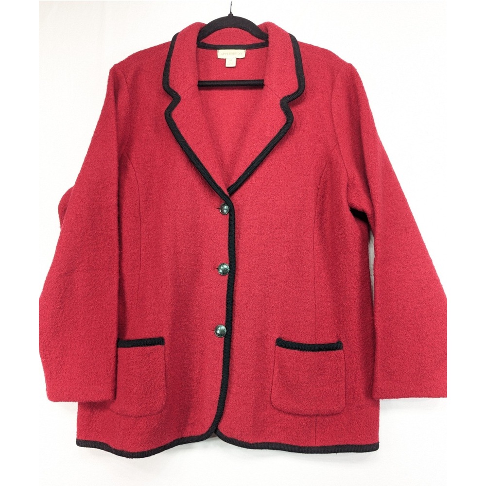 Appleseeds Red 100% Boiled Wool Blazer Jacket Contrast Trim XL Mens Womens‎